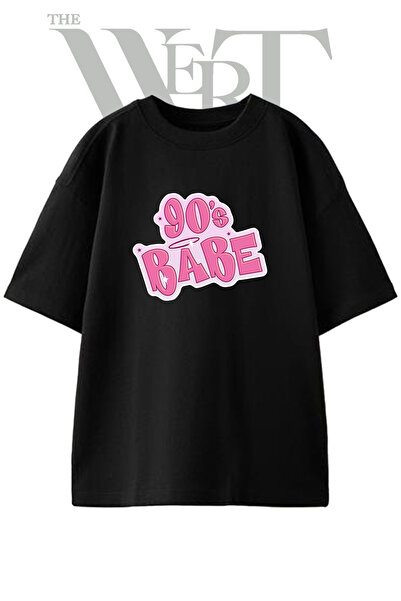 THEWERT 90-ih dizajn "Babe" štampana unisex crna oversize majica