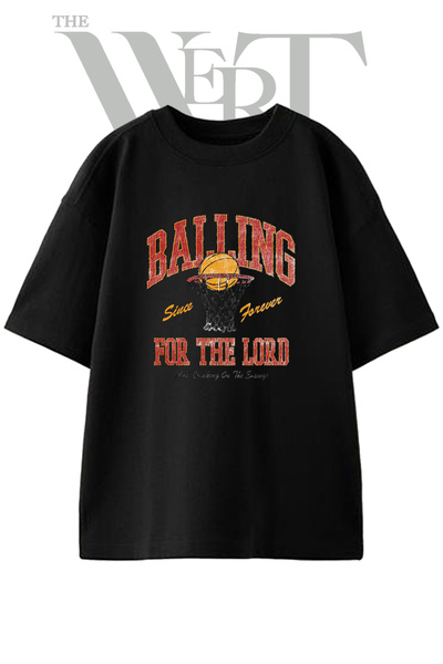 THEWERT Μπλουζάκι Balling Lord Design με στάμπα, Unisex, Μαύρο, Oversize