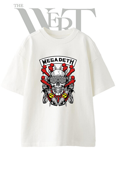 THEWERT Μπλουζάκι Megadeth Design με στάμπα Unisex Λευκό Oversize
