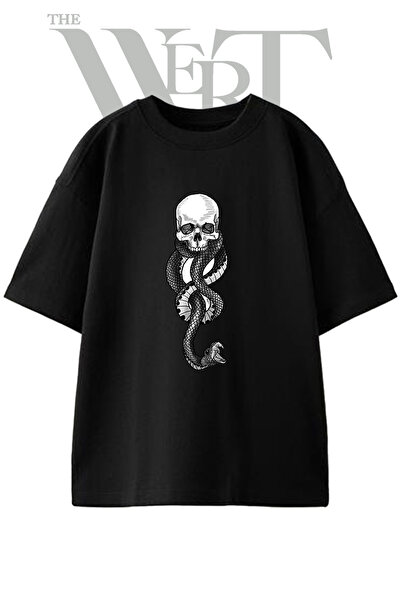 THEWERT Tricou oversize negru unisex cu imprimeu Dark Mark Design