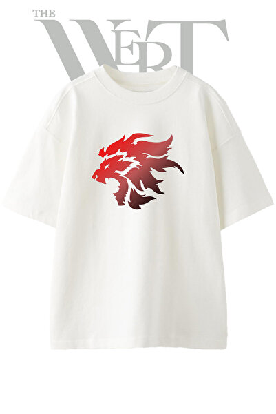 THEWERT Μπλουζάκι Unisex Λευκό Oversize με στάμπα Roaring Lion Design