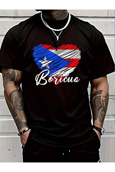 799 100% Cotton Rican Hispanic Heritage Boricua Puerto Rico Heart T-Shirt Men...