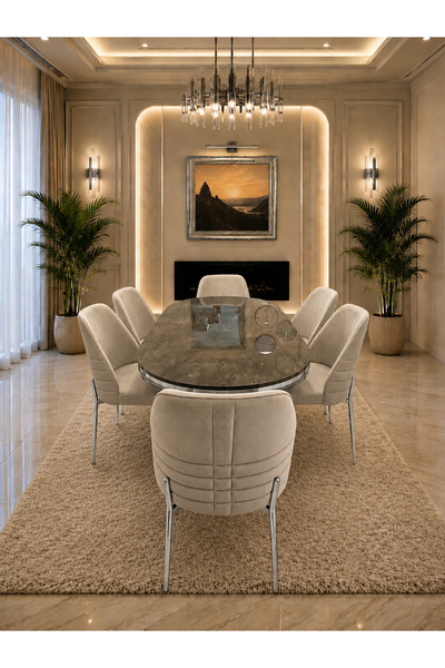 Concept Ayz Home Elora Krom Serisi 6 Kişilik A.Gri Kumaş 90*168 İrony Lake Pa...