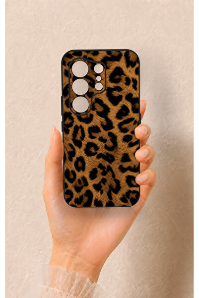 Vip Case Tecno Camon 50 Uyumlu Koyu Leopar Deri Desenli Silikon Kılıf