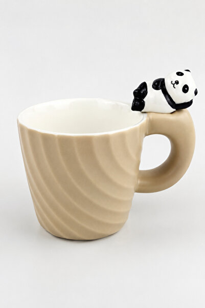 OEM  "Panda Relax " Κεραμική Κούπα - Κρεμ, Αξιολάτρευτο Σχέδιο, για Καφέ και ...