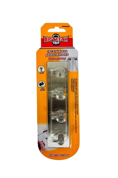 BIG TEETH 1PC Stainless Steel Adhesive Hook 18cm x 4.5cm x 2.6cm
