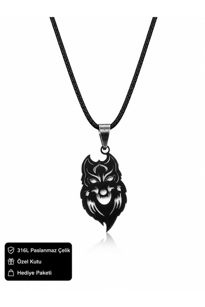 HER ŞEY NOTA www.herseynota.com 316L Stainless Steel Black Wolf Head Figured ...