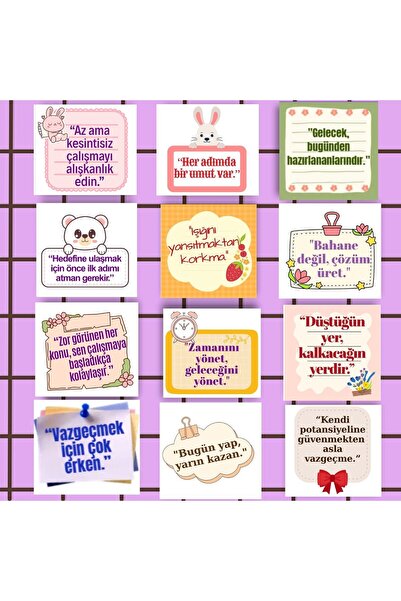 Seçkin Trend Education Success Student Kids Motivation 12'Li Card Set-3-10X10...