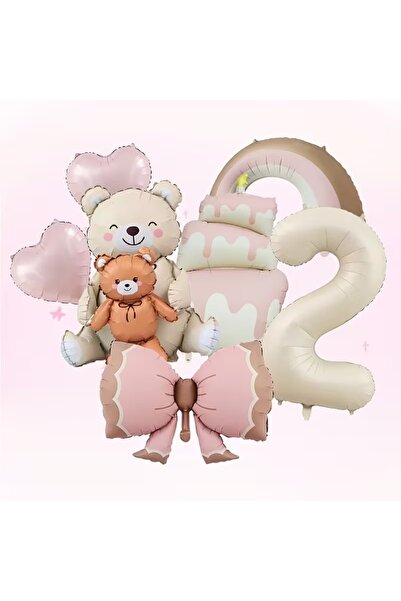 ÇITIPITISTORE Sitting Bear with Cub Rainbow Cake Foil Balloon Birthday Party ...