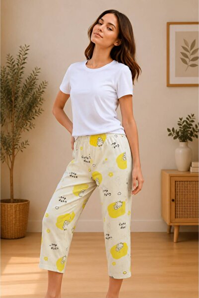 MODABOX Women's 100% Cotton Seasonal Patterned Capri Single Pajama Bottoms