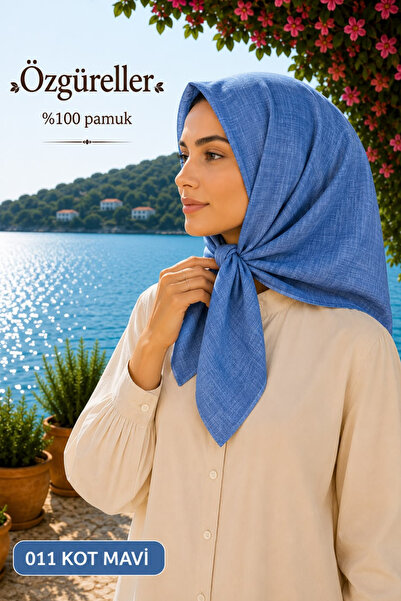 ÖZGÜRELLER Özgüreller, 100x100 cm Taşlanmış Eşarp (Kot Dikişli) , %100 Pamukl...