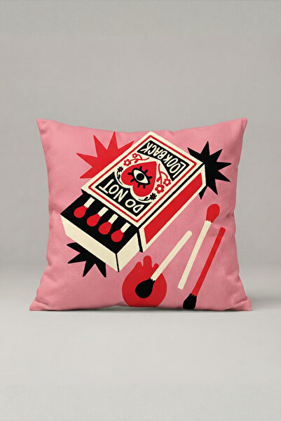 Generic Brand غطاء وسادة منقوش باللون الوردي 153 - تصميم Pink Love Match مقاس...