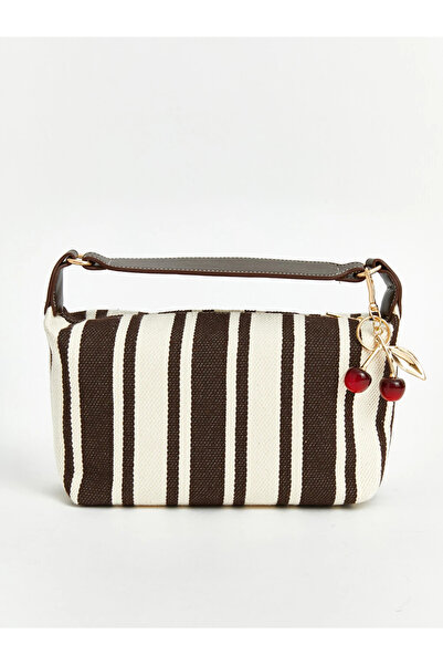 LC Waikiki Brown Striped Canvas Women's Shoulder Bag