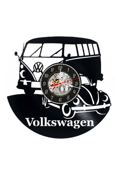 Volkswagen Ceas de perete decorativ din disc de vinil, Model VW Bus T1 și Bee...
