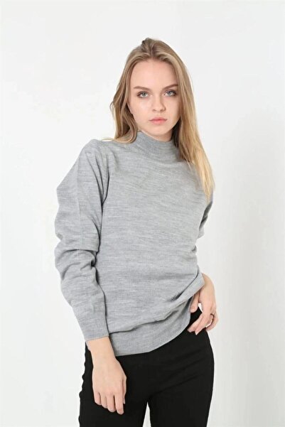 Mariposa Secret Women's Half Turtleneck Knitwear Sweater - Gray