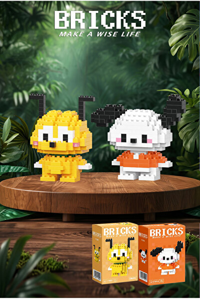 Bricks make a wise life Pluto ve Pochacco 3D Yapboz - İkili Set - Mikro Blok ...