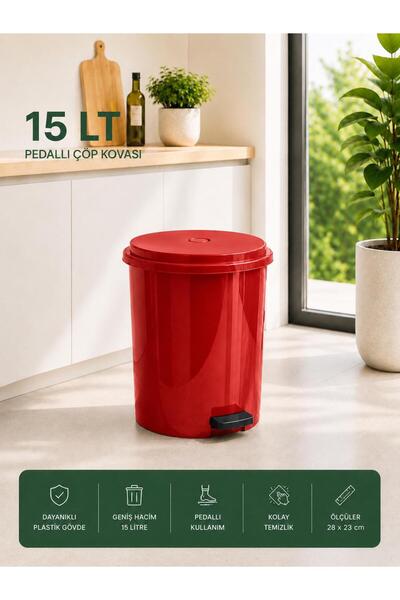 LOREMPBOX 15 Lt Pedallı Plastik Çöp Kovası Dayanıklı, Hijyenik Ev & Ofis Çöp ...