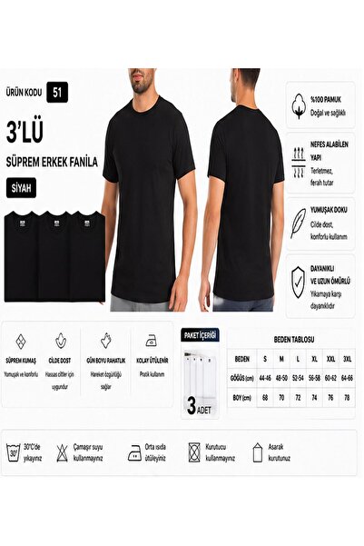 Yıldız Çamaşır Men's Single Jersey Doctor Collar 100% Cotton Undershirt (50-5...