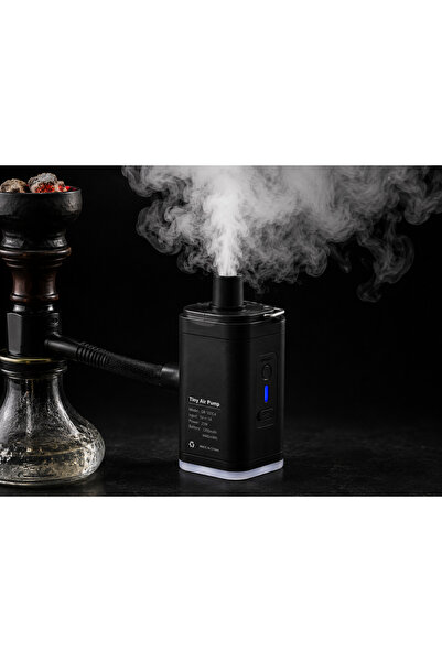 HookAh Şarjlı Mini Elektrikli Nargile Hava Pompası 1200 mAh - Şişirme & Vakum Özellikli - 3 Mod LED Kamp Lambası ve El Feneri - 5 Başlıklı