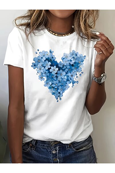 mercoledi Women's Mix Printed Crew Neck Regular Fit T-Shirt
