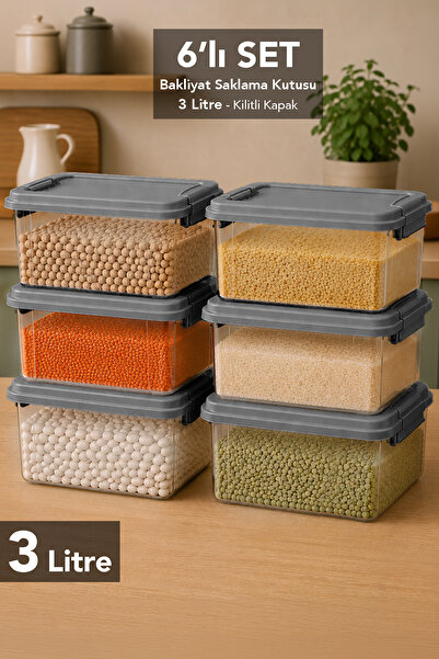 Meleni Home 6-Piece Food Organizer with Locking Lid - Kitchen Pantry Organize...