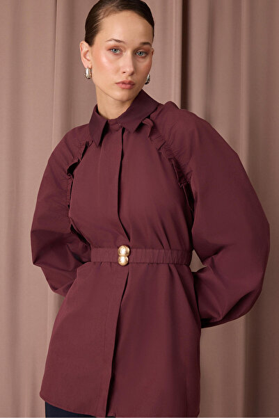 Touché Privé Balon Sleeves, Ruched Detail, Belted Shirt
