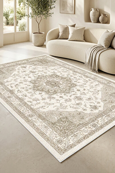 Decomia Home Dijital Kaymaz Yıkanabilir Vintage Salon Halısı Mutfak Halısı Ko...
