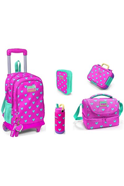 Coral High Pembe Kalp Çekçek Çantalı Çelik Termos ve Çelik Beslenme Kaplı İlk...