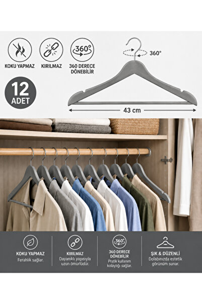 Generic Brand 12 Pieces of Wood-Look Plastic A-Quality Clothes Hangers Pants ...