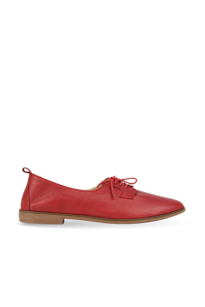 BUENO Burgundy Leather Women's Flat Ballerinas