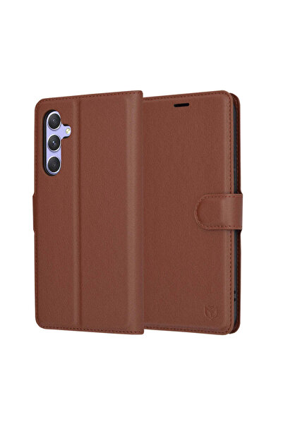 Techsuit Husă pentru Samsung Galaxy A54, tip portofel din piele, maro - maro