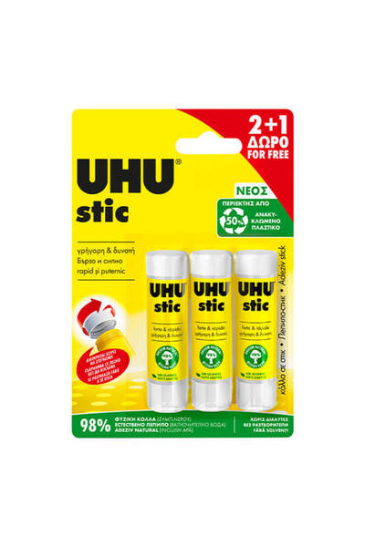 Uhu ΚΟΛΛΑ STIC BLISTER 3x8.2gr
