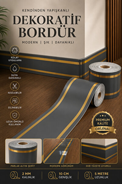 UKAB DEKOR 10x500 Cm Tek Parça Border Kendinden Yapışkanlı Dekoratif Duvar Ce...