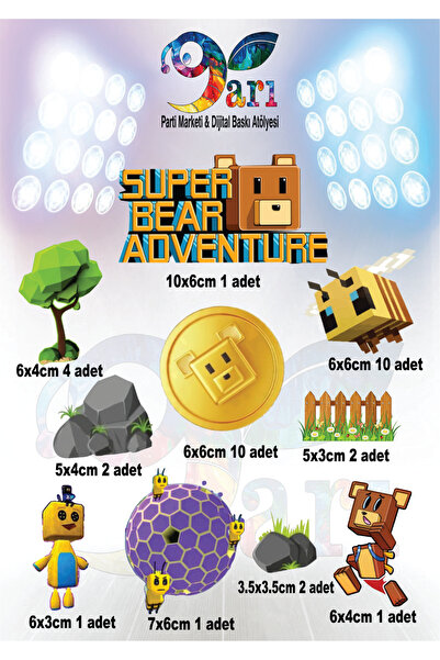 Super Bear Adventure (Süper Ayı) Pasta ve Kek Kürdan Süsü Seti