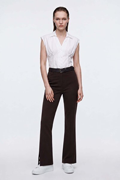 HAKKE Women's Gathered Belted Wide Leg Trousers