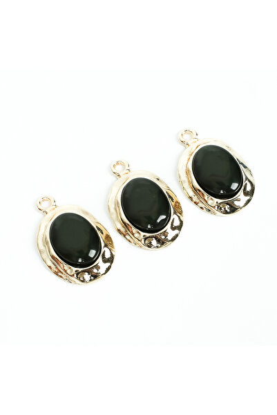 yfhobi 1 Adet - 33 mm Zümrüt Yeşil Renk Taşlı Oval Uç, Charm Uç, Altın Kaplam...