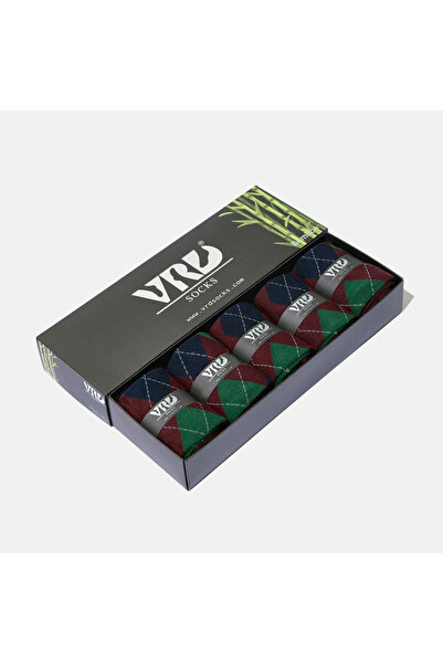 VARDAR SOCKS Dikişsiz Bambu Çorap Baklava Desenli Bordo Renk Bambu Erkek Çora...