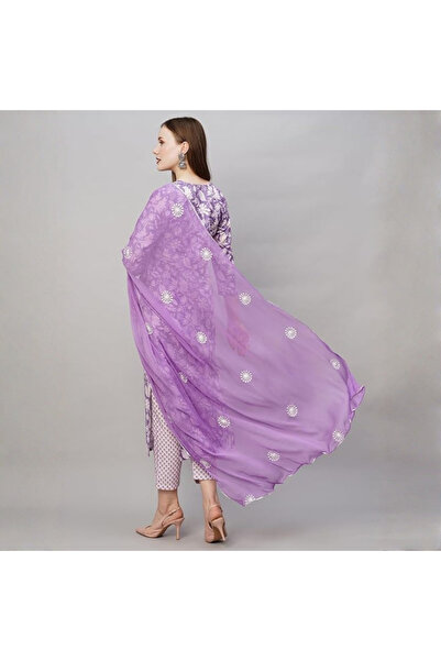 MYSMAR Purple Kurta with Pant & Dupatta - VRN1019 | Purple-Size:S-36-Inches