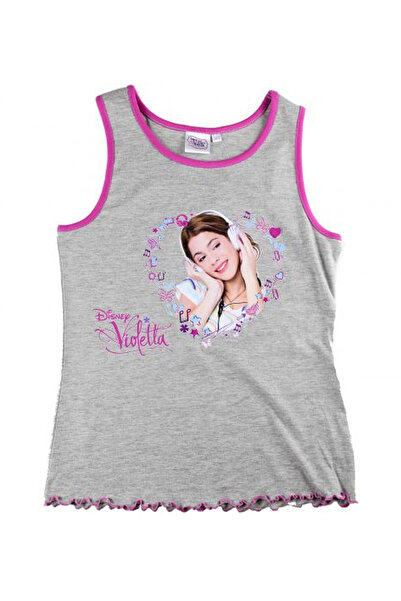 Disney Violetta Maieu gri 6-14 ani cu print și paspoal contrastant 100% bumbac
