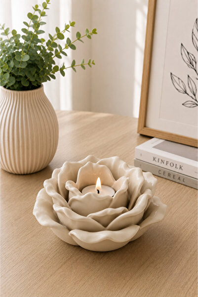 3D BASKI EVRENİ Lotus Çiçek Mumluk – 3D Baskı Dekoratif Tealight Mumluk