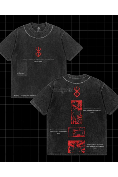Toum Anime Berserk Printed Washable Vintage Unisex Oversize T-Shirt