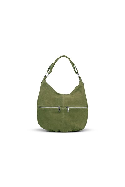 Vera Pelle Geantă din piele Derka, piele întoarsă, verde măsliniu