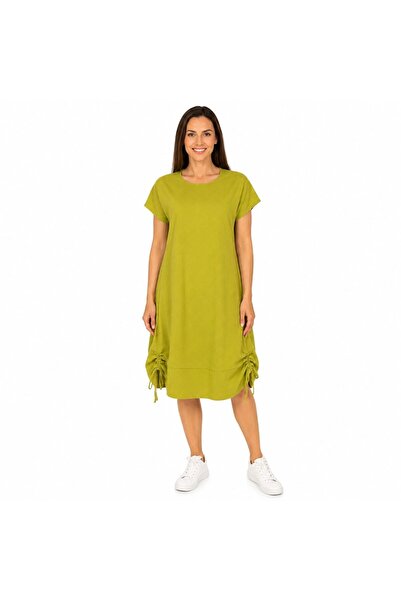 Pierino Rochie casual din in verde lime cu șnur, produs România