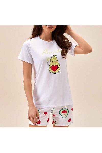 3S MODA Women's Basic Avocado Digital Printed T-Shirt