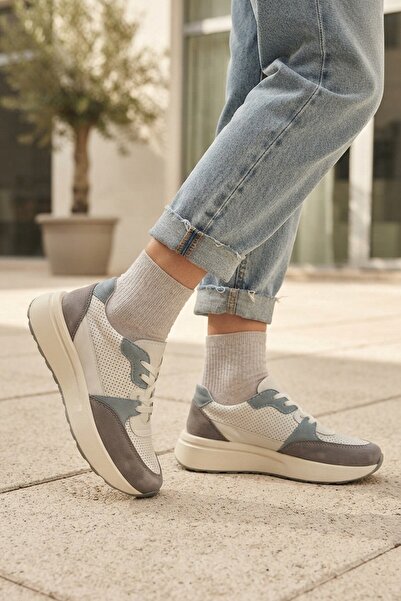 İncim Gri Mavi Günlük Sneaker Kadın Spor Ayakkabı