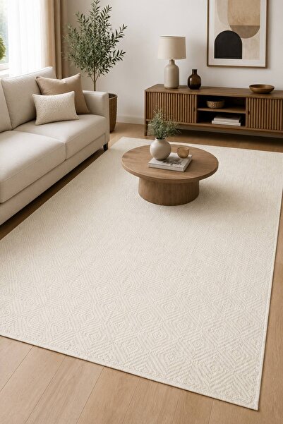 Lorente Home Liora Krem Hasır Dokuma Jüt Kaymaz Taban Sisal Kilim Yıkanabilir...