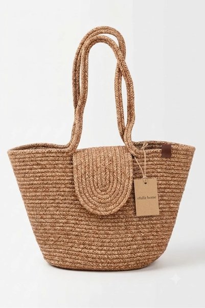 Efuliz Home Straw Beach Bag Handmade Bohemian Summer Shoulder Bag for Women