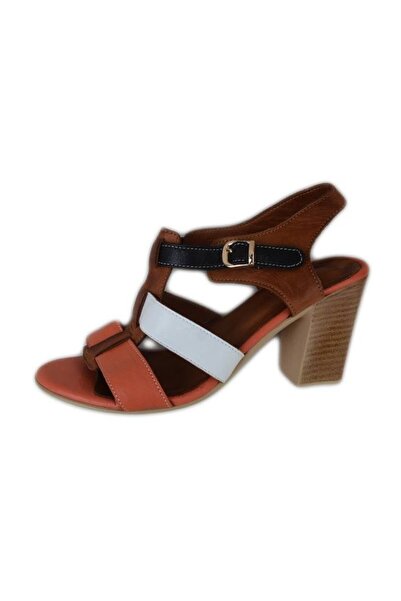 OEM Sandale casual, din piele naturala, cu toc de 8 cm