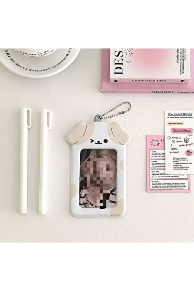 Choice beige 1PC Ins Style Cartoon Puppy Photocard Holder with Keychains Cute...
