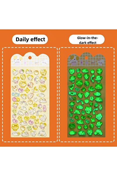 Choice4 1Pc Two Types of 3D Embossed Stickers: Luminous/Non-Luminous, Cartoon...